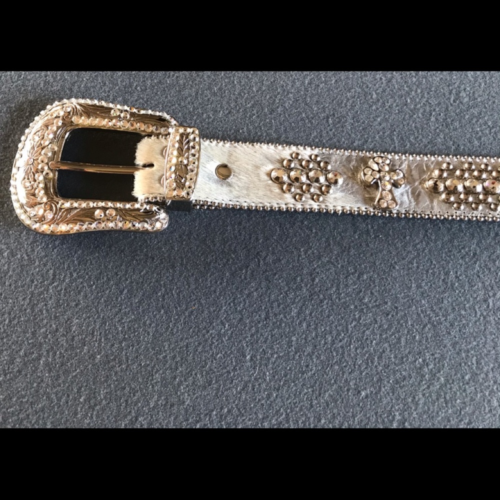 BB Simon Silver Cowhair Swarovski Belt